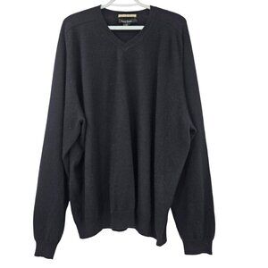 Glen Royal V-Neck Cashmere Sweater Black Men's Size XXL Minimalist Fall Winter